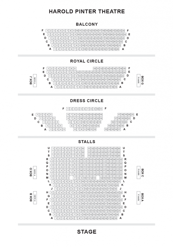 Harold Pinter Theatre seating-plan