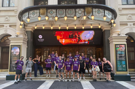 Walkers in Acting for Others t-shirts outside the London Palladium during the Big West End Walk 2026