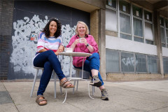 Camila França and Trine Garrett of Foreign Affairs outside the Rose Lipman Building in Hackney. Photo by Luca Migliore