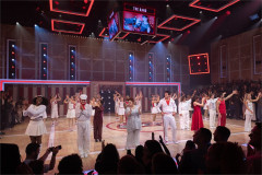 The cast of Disney's High School Musical on court at the press night curtain call. Photo by Piers Allardyce