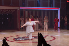 KayCee Stroh, Ms Darbus, at the High School Musical press night curtain call. Photo by Piers Allardyce