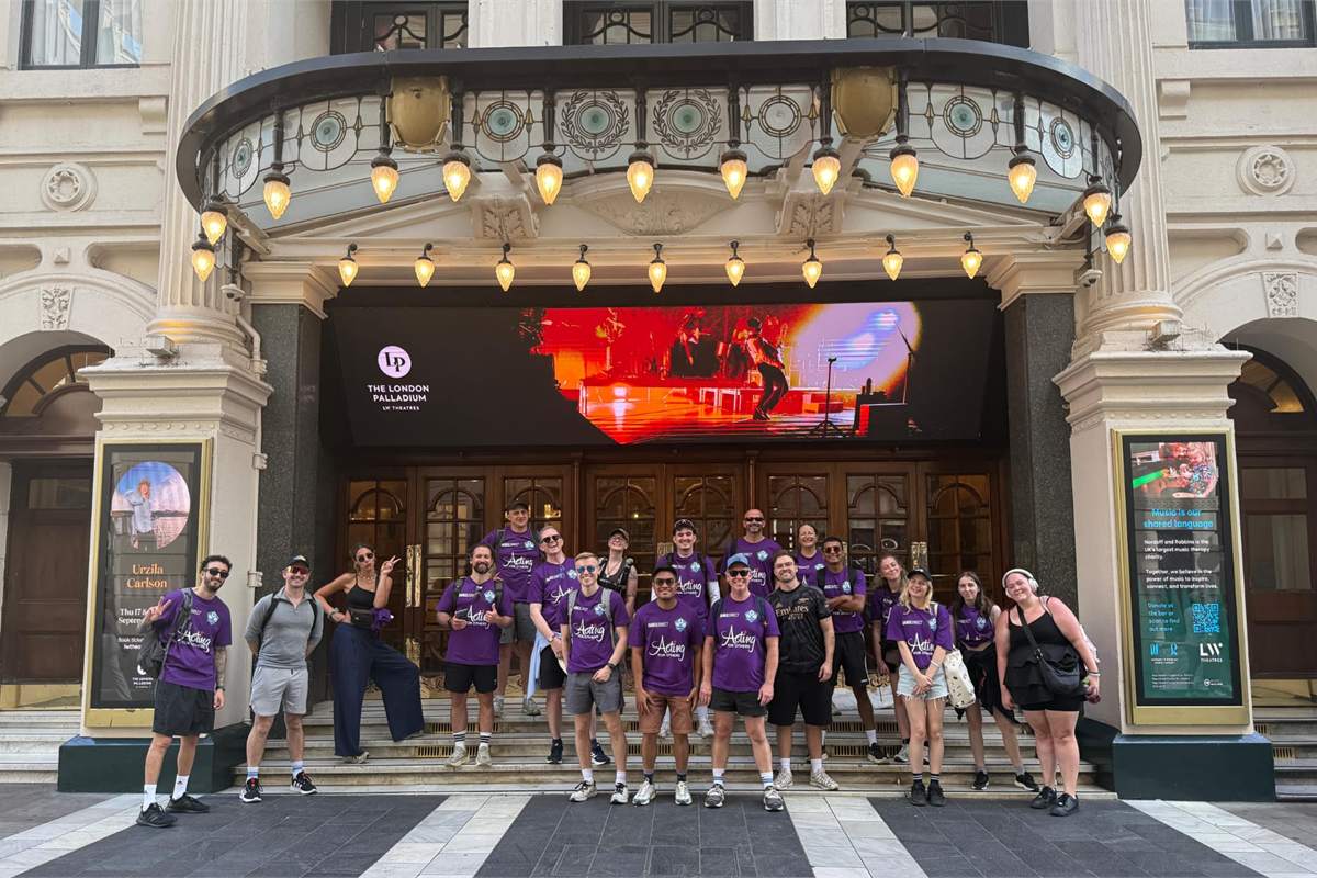 Walkers in Acting for Others t-shirts outside the London Palladium during the Big West End Walk 2026