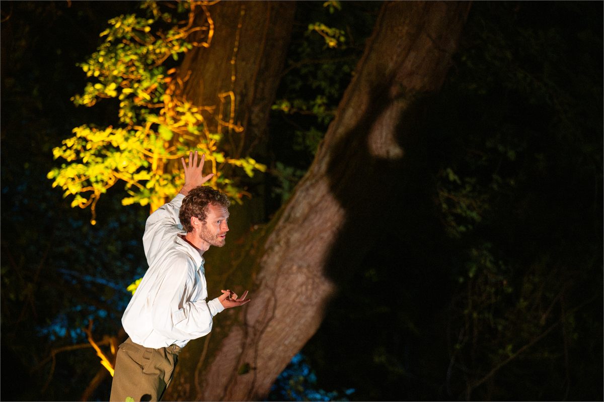 Elliot Goodhill as Puck at the New Forest Open Air Theatre fundraising event on the new theatre site at Hinton Admiral. Photo by Finnbarr Webster