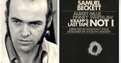 Anthony Page, photographed early in his career, beside the Royal Court poster for the 1973 Beckett double bill of Krapp's Last Tape and Not I that he directed. Image courtesy of the Royal Court Theatre
