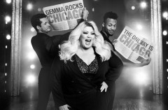 CHICAGO. Gemma Collins as 'Mama Morton' with Liam Marcellino and Ishmail Aaron.Photo by Matt Crockett