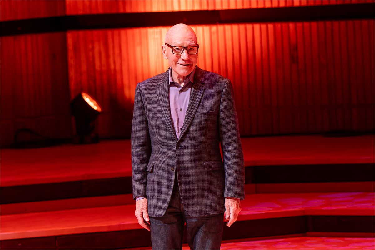 Sir Patrick Stewart on stage at the Royal Festival Hall, London, in October 2023. Photo: Raph_PH, CC BY 2.0, via Wikimedia Commons