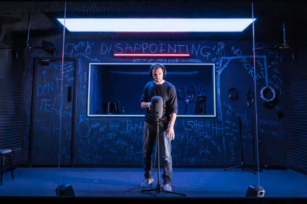 George Blagden in A Ghost in Your Ear at Hampstead Theatre Downstairs. Photo by Marc Brenner