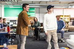 Writer and director Andy Sandberg and Noah Schnapp in rehearsal for Affluenza at Riverside Studios. Photo by Justine Matthew
