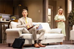 Rupert Young and Juliet Cowan in Affluenza at Riverside Studios. Photo by Danny Kaan