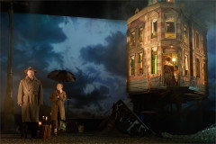A scene from the 2024 UK touring production of An Inspector Calls, with Ian MacNeil's Birling house set. Photo by Mark Douet