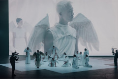 The winged ensemble of ENO's Angel's Bone at the London Coliseum. Photo by Nirah Sanghani