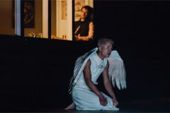 Keith Pun as the Male Soprano in ENO's Angel's Bone at the London Coliseum. Photo by Nirah Sanghani