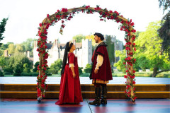 Emily Lane as Anne Boleyn and Mark Goldthorp as King Henry in Anne Boleyn: The Musical at Hever Castle, 2025. Photo by Daniel Watson