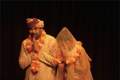 A wedding scene from Are You Even Indian?, one of eight productions in the Riverside Studios winter season. Photo by Deven Ahire