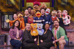 The company of Avenue Q at the Shaftesbury Theatre. Photo by Matt Crockett