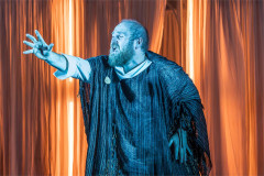 Benjamin Wilson (Tireseus) in the National Theatre's schools tour of Bacchae. Photo by Marc Brenner