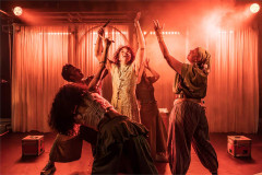 The company in the National Theatre's schools tour of Bacchae. Photo by Marc Brenner