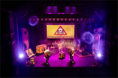 Smoke rings fired across the Garrick Theatre stage in Brainiac Live. Photo by Danny Kaan