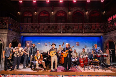 The Afro-Cuban band of Buena Vista Social Club on stage at the Gerald Schoenfeld Theatre on Broadway. Photo by Matthew Murphy