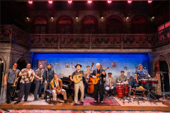 The Afro-Cuban band of Buena Vista Social Club on stage at the Gerald Schoenfeld Theatre on Broadway. Photo by Matthew Murphy