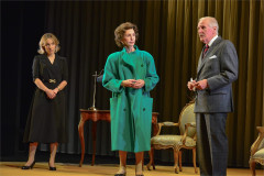Laura Main as The Dresser, Jane Asher as The Queen and David Robb as The Designer. Photo by Robert Day