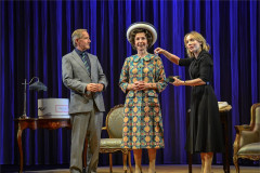 Matthew Cottle as The Milliner, Jane Asher as The Queen and Laura Main as The Dresser. Photo by Robert Day