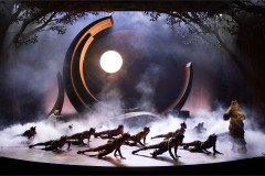 The company of Cats crawling through stage haze on the UK and Ireland tour. Photo by Mark Senior
