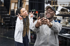 Shamiso Nyamuda (Violet Beauregarde) and Lejaun Sheppard (Mr Beauregarde) in rehearsal for Charlie and the Chocolate Factory. Photo by Marc Brenner