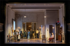The company of The Cherry Orchard on Chloe Lamford's set. Photo by Johan Persson