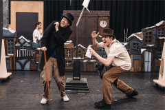 Adam Elliott and Dave Hearn in rehearsal for Christmas Carol Goes Wrong. Photo by Danny Kaan