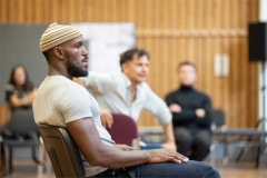 Eloka Ivo and Tom Mothersdale in rehearsals for Cloud 9 at the National Theatre. Photo by Johan Persson