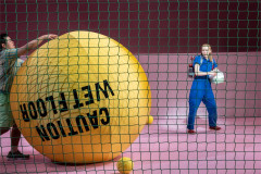 Robert Penny and Alex Keenan as Chris Boone with an oversized ball in The Curious Incident of the Dog in the Night-Time. Photo by Johan Persson