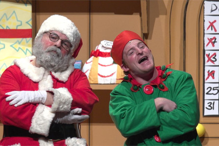 Santa and his Elf in Dear Santa at Battersea Arts Centre. Photo by Norwell Lapley Productions