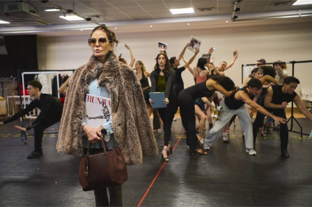 Teri Hatcher and the company of The Devil Wears Prada The Musical in rehearsal. Photo by Matt Crockett