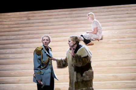 Cate Blanchett, Nina Hoss and Ella Lily Hyland in Electra/Persona at the National Theatre