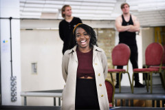Axelle Fanyo in the rehearsal room for ENO's Tosca. Photo by Zoe Martin