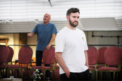 Christopher Purves and Steffan Lloyd Owen in rehearsal for ENO's Tosca. Photo by Zoe Martin