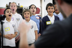 The Children's Chorus in rehearsal for ENO's Tosca. Photo by Zoe Martin