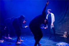 Nick Abeel, Regan Sims, Kyle Schaefer and Kelly Robinson in Fly, You Fools!. Photo by Mike Bryk