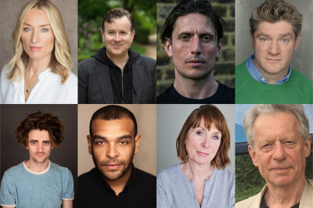 The company of For the Love of Miss Lucy: Victoria Smurfit, Jeremy Swift, Morgan Watkins, Harry Peacock, Luke Rollason, Bailey Patrick, Sally Rogers and Stephen Boxer