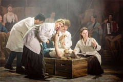 White-coated doctors gather over a patient in Franz & Marie at Charing Cross Theatre. Photo by Danny Kaan