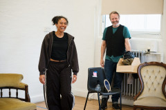 Cecilia Appiah and Peter F. Gardiner in rehearsals for Ghosts at Jermyn Street Theatre. Photo by Alex Brenner