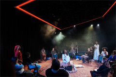 The cast of Girls in the round at the Young Vic's Maria. Photo by Helen Murray