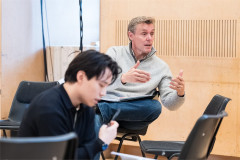 Jeremy Ang Jones and Edward Baker-Duly in rehearsal for Global Majority at the Bush Theatre. Photo by Marc Brenner
