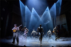 Nathan Sykes and the cast in Hadestown. Photo by Brinkhoff-Moegenburg