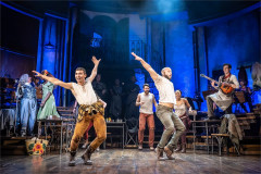 Members of the company of Hadestown dancing at the Lyric Theatre, original West End cast. Photo by Marc Brenner