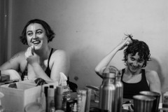 Ell Potter and Mary Higgins in the dressing room, behind the scenes at HAM, Soho Theatre. Photo by Celia Dugua