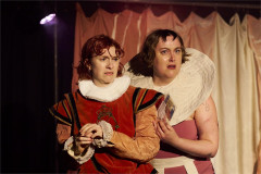 Mary Higgins as Hamlet and Ell Potter as Gertrude in HAM at Soho Theatre. Photo by Jonny Ruff