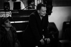 Justin Levine (Arranger) and Thom Yorke (Co-Creator and Orchestrator) in rehearsal for Hamlet Hail to the Thief. Photo by Alex Lake