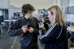 Samuel Blenkin and choreographer Jess Williams in rehearsal for Hamlet Hail to the Thief. Photo by Manuel Harlan